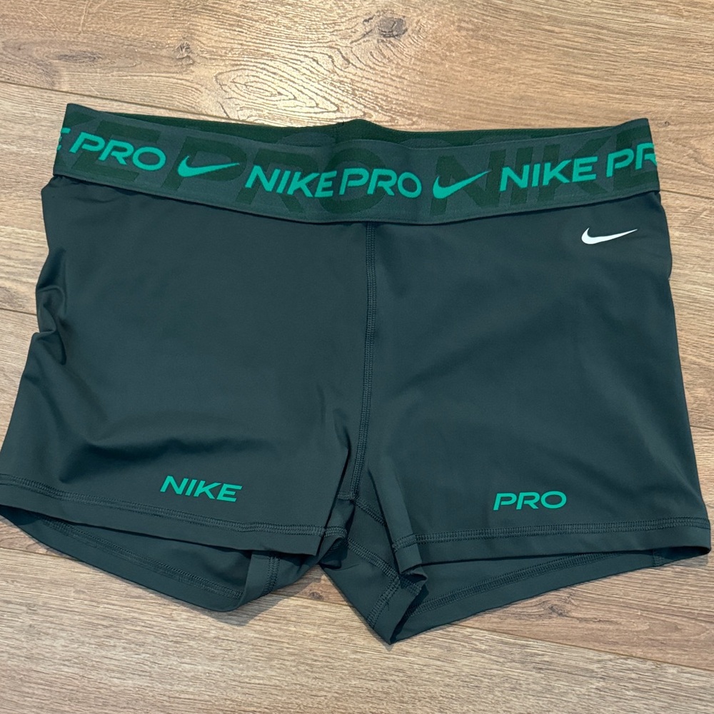 Nike Pro Dark Green and Black Shorts